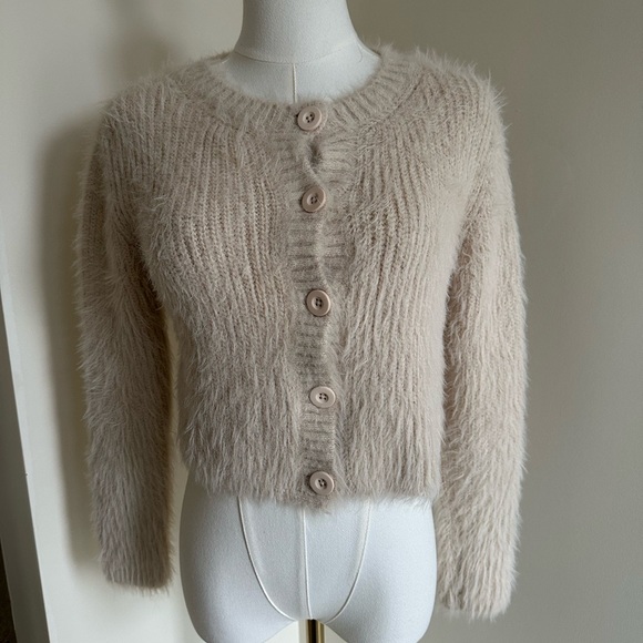 Zara Sweaters - Zara Cream Cropped Button Down Sweater - Small